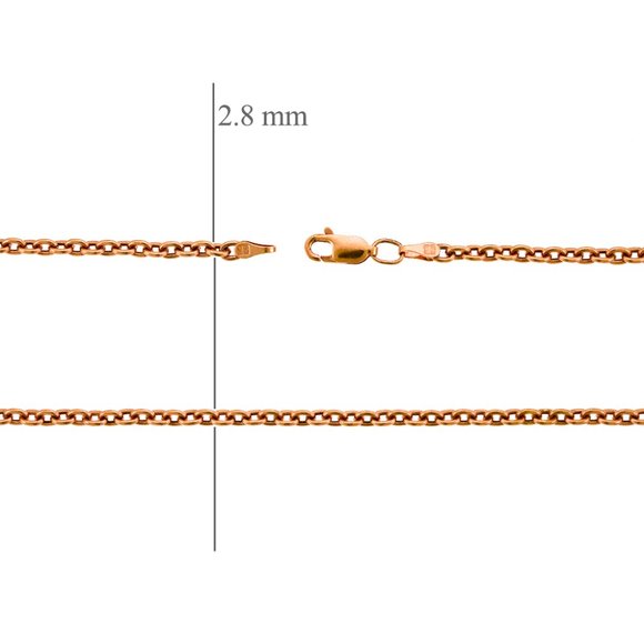 30" Cable Rolo Link Chain 14k Rose Gold Necklace - Picture 3 of 3